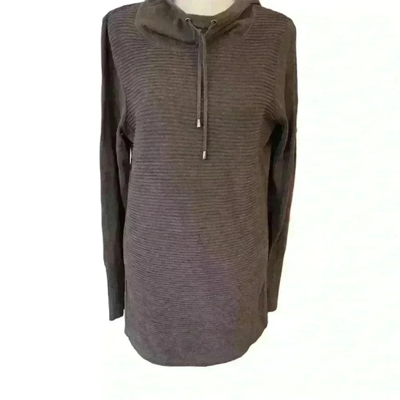 Artisan NY Women’s Long Hoodie Sweater Size M Steel Grey Lightweight oversized - Picture 1 of 9